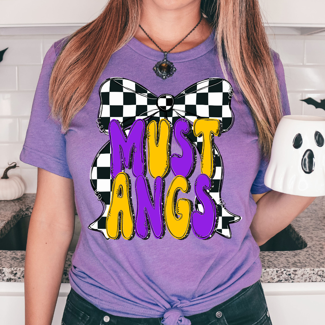 Purple & Gold Bow Mustang Unisex Tee