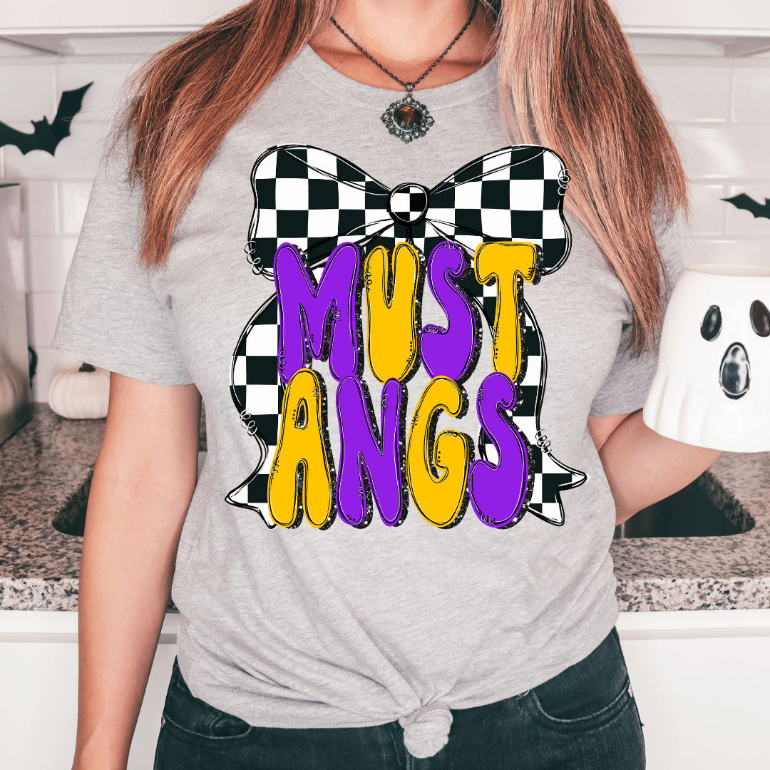 Purple & Gold Bow Mustang Unisex Tee