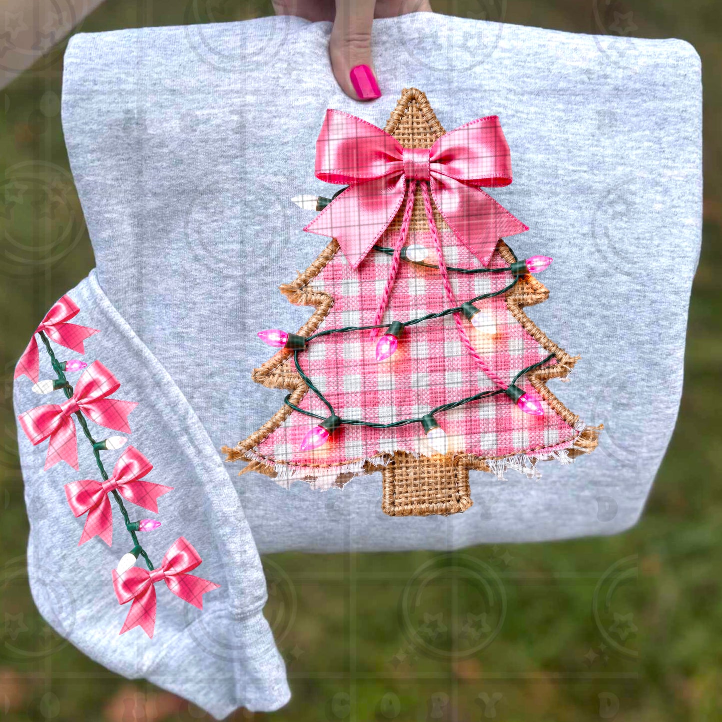FAUX Burlap Pink Tree with Lights