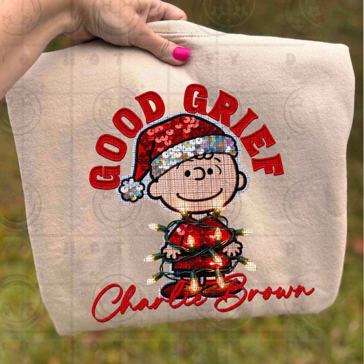 Good Grief Charlie FAUX Embroidery & Sequin