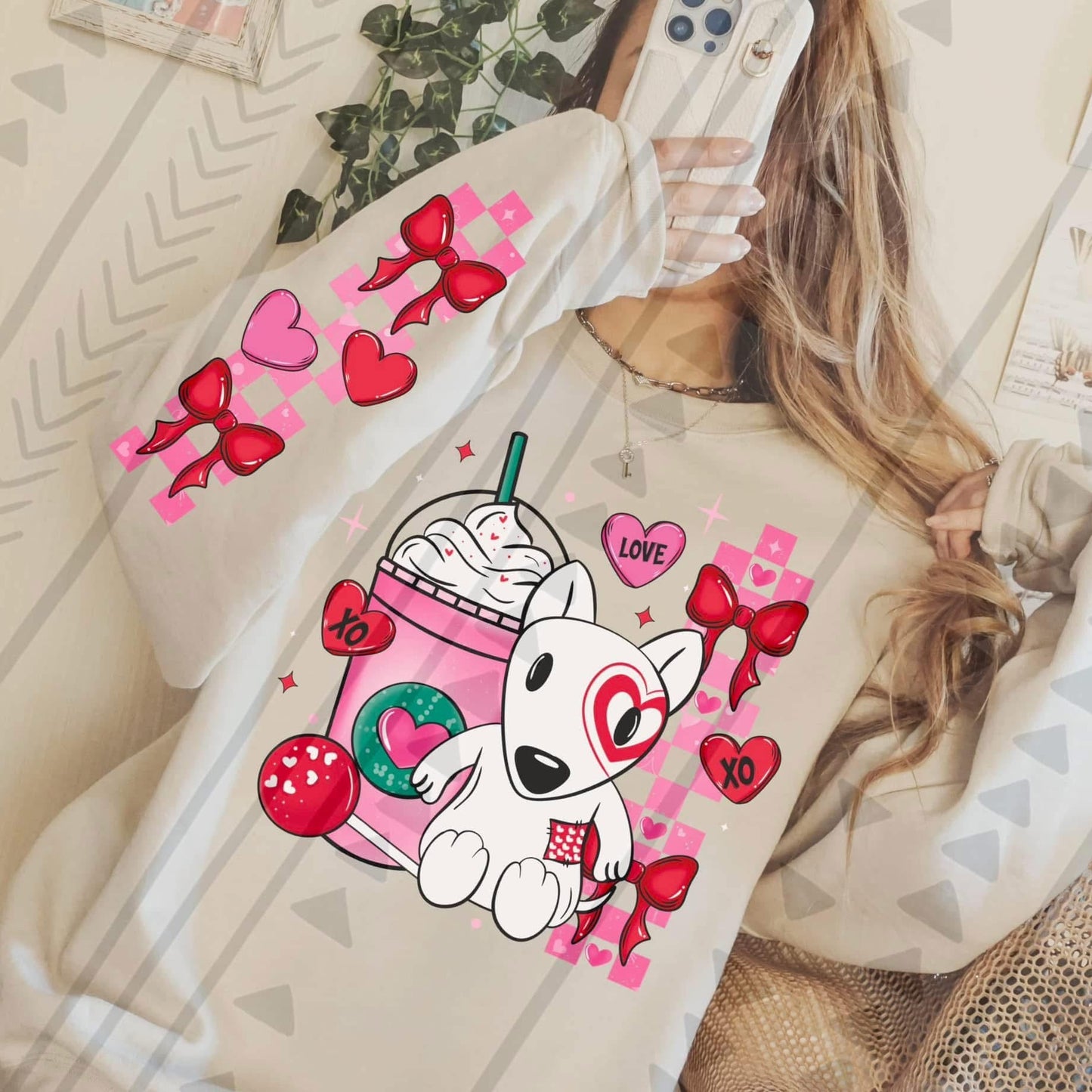 Valentine Dog and Coffee (w/sleeve option)