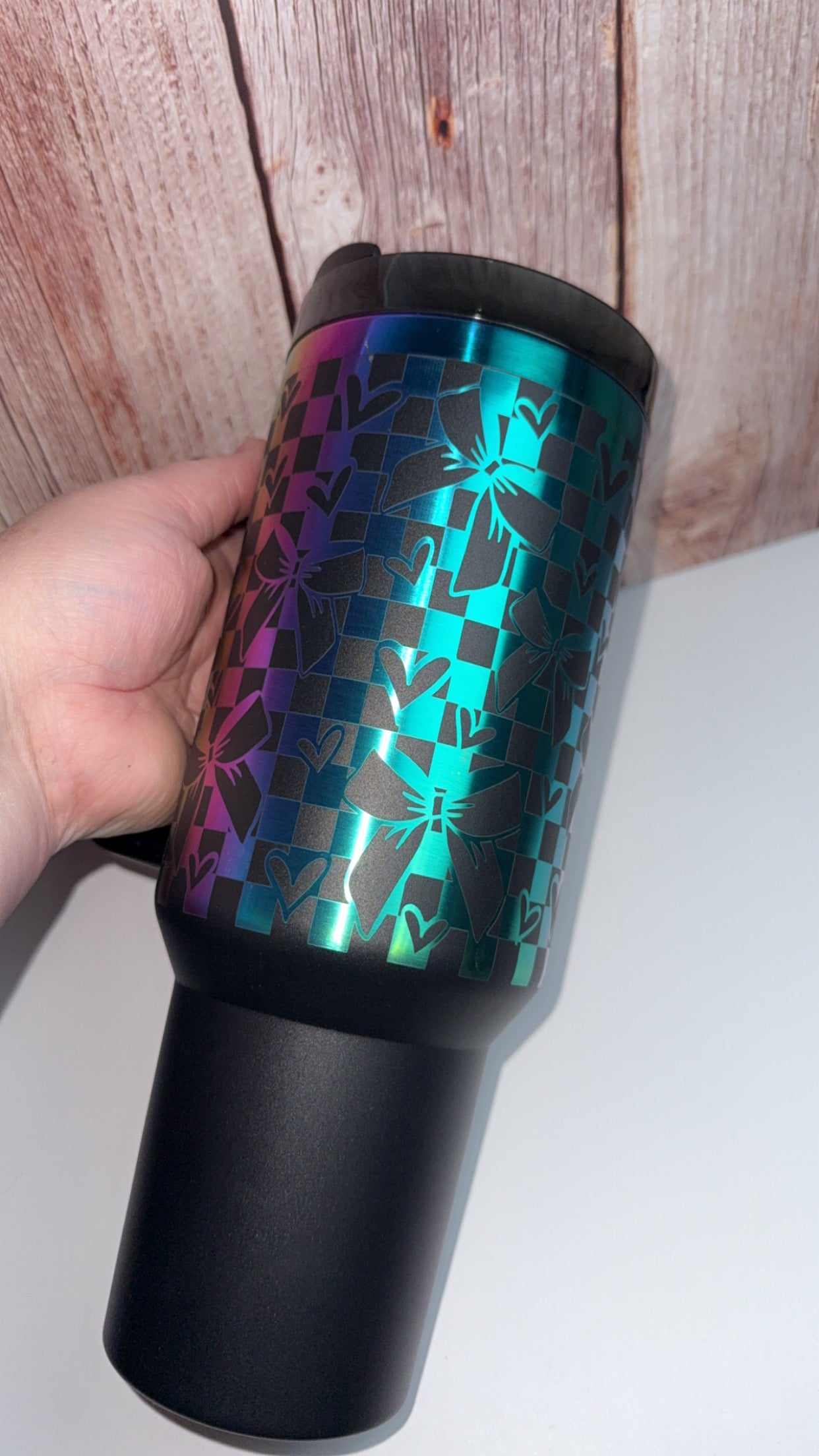 Checkered Coquette 40oz Rainbow Engrave