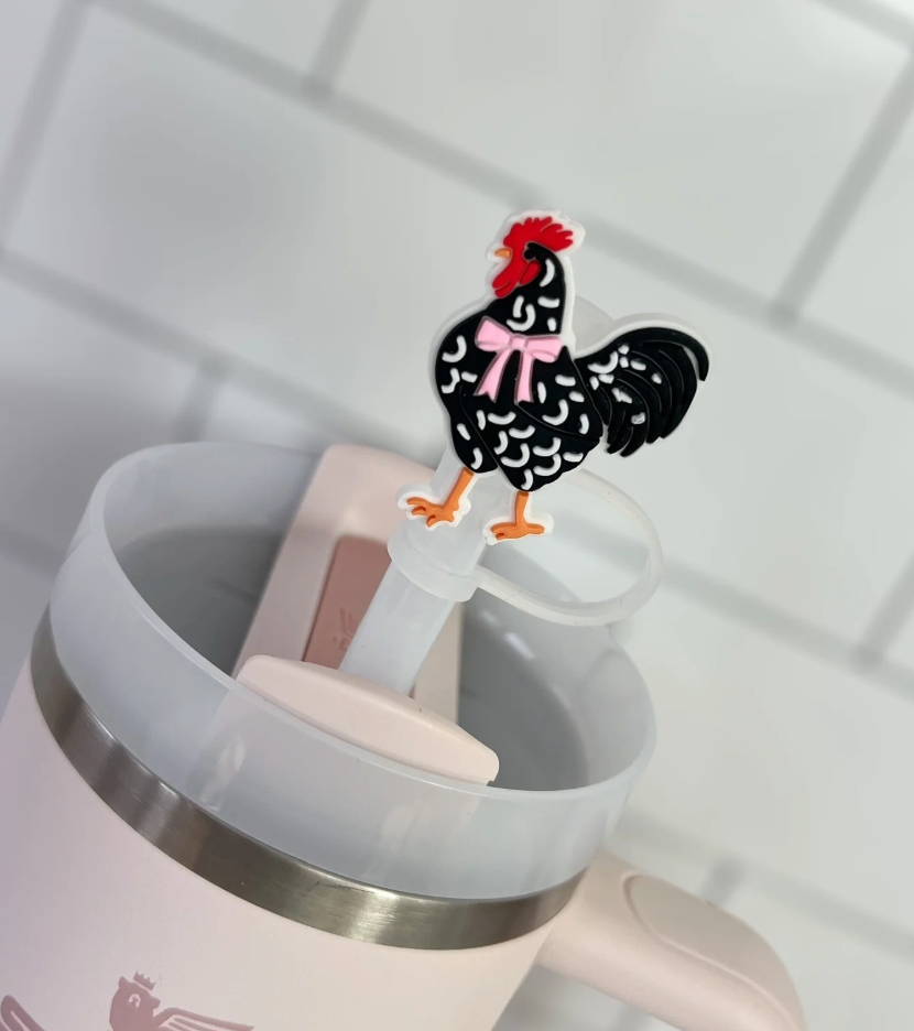 Coquette chicken Straw Topper