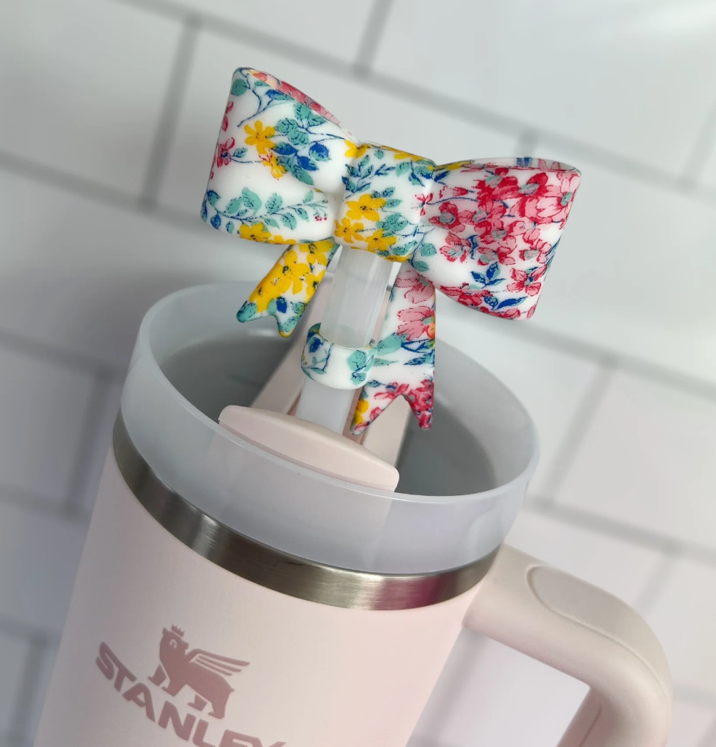 3D Summer Floral Bow Straw Topper