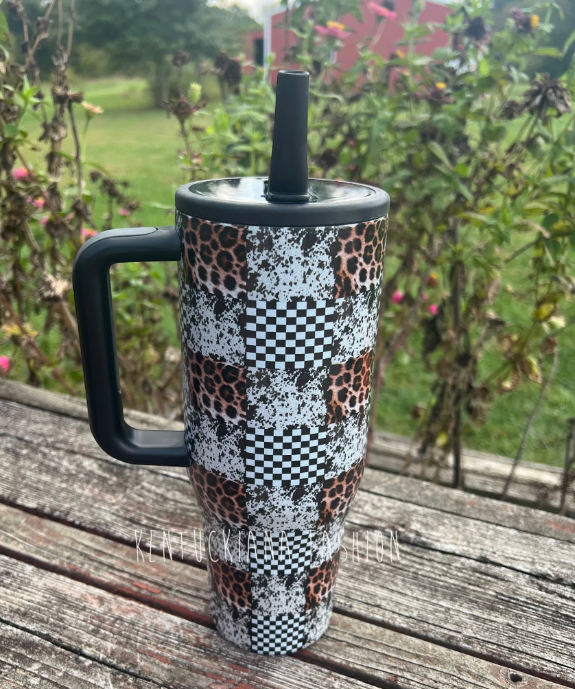 Cow/Checkered/Leopard 40oz Tumbler