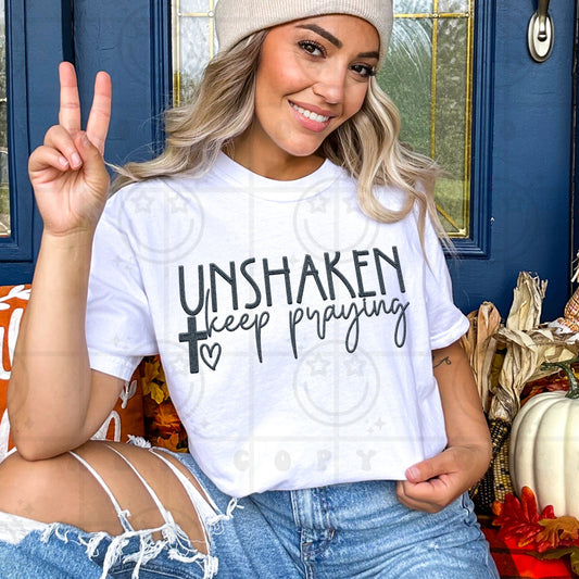 Unshaken Keep Praying FAUX Embroidery