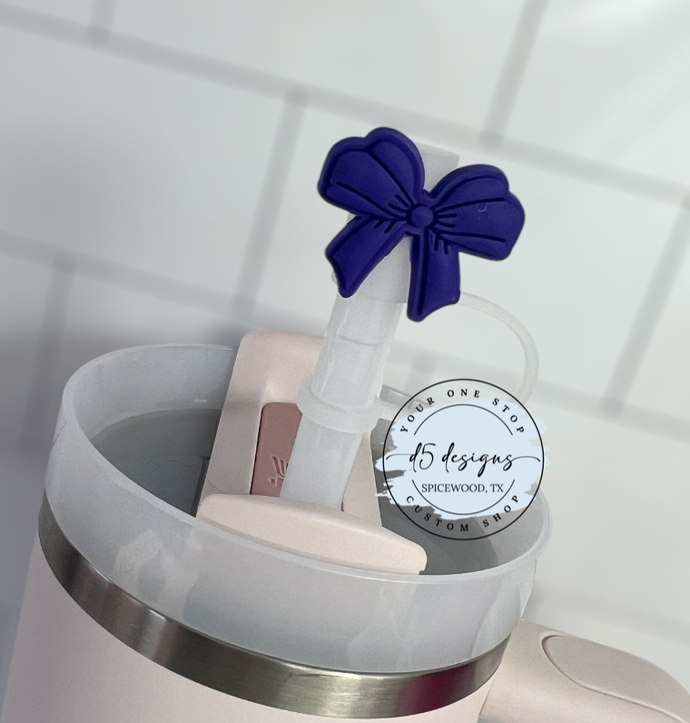 Purple Bow Straw Topper