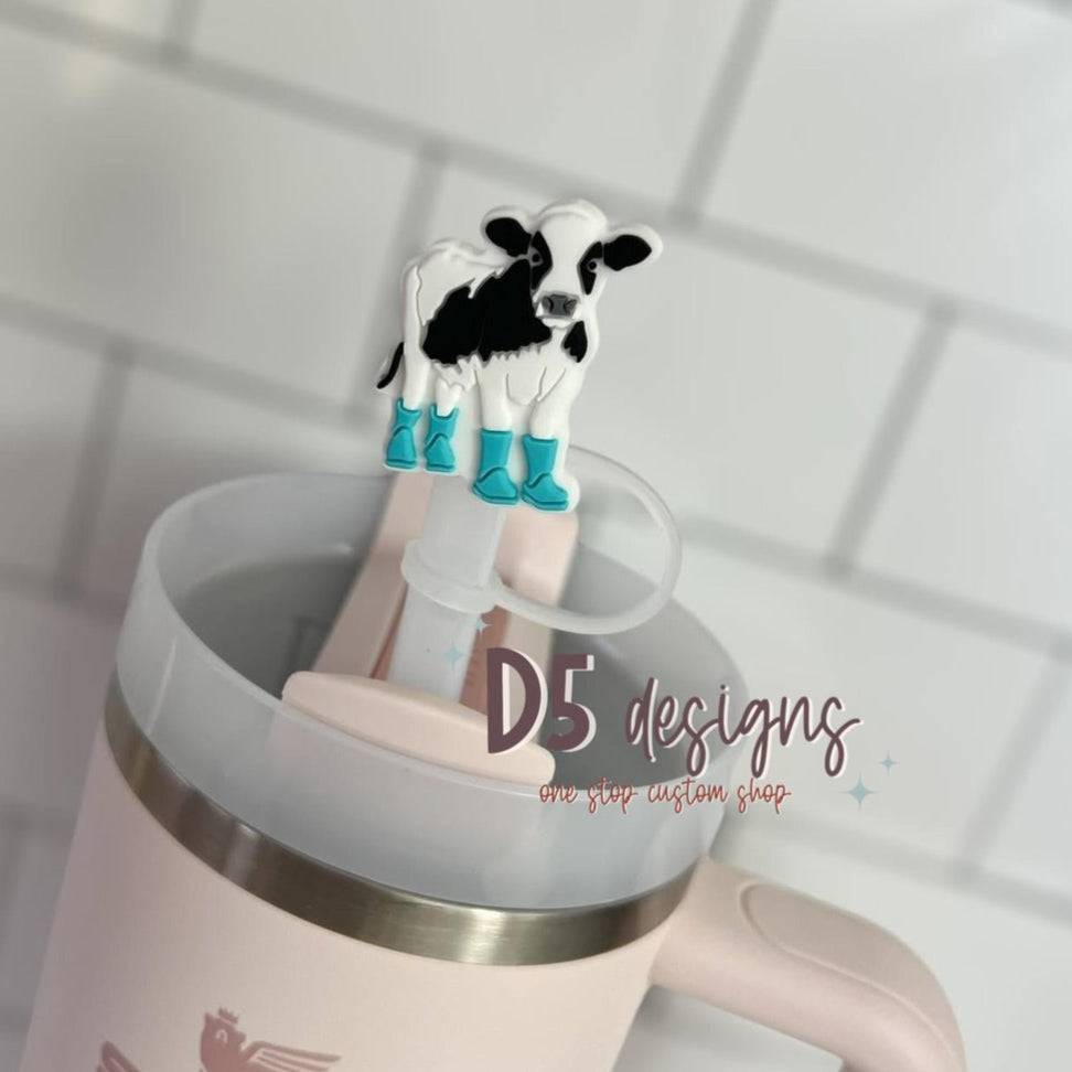 Cow in Rain boots Straw Topper