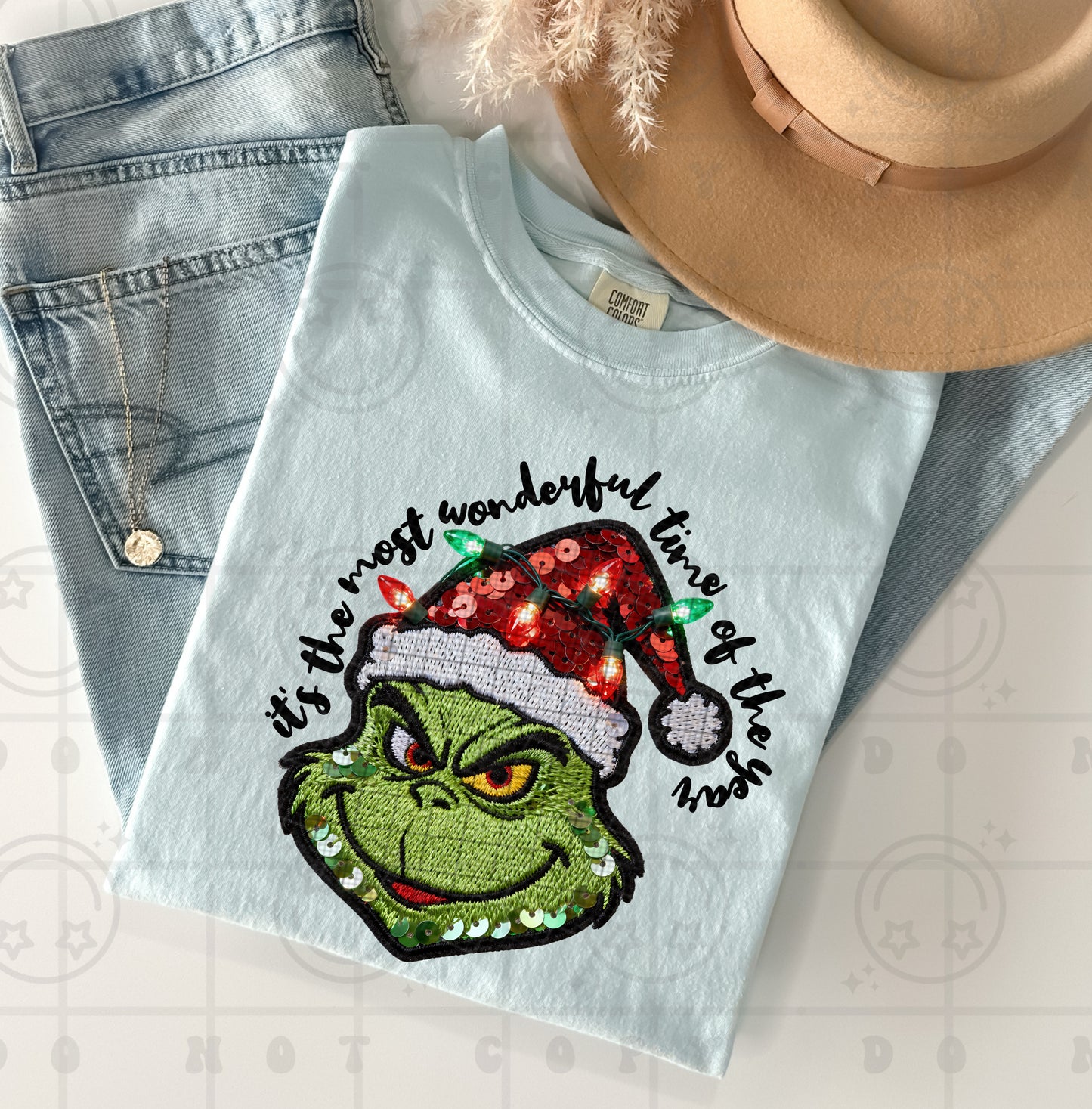 It's the Most Wonderful Time FAUX Embroidery & Sequin