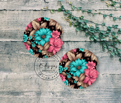 Floral Neoprene Car Coasters (3)