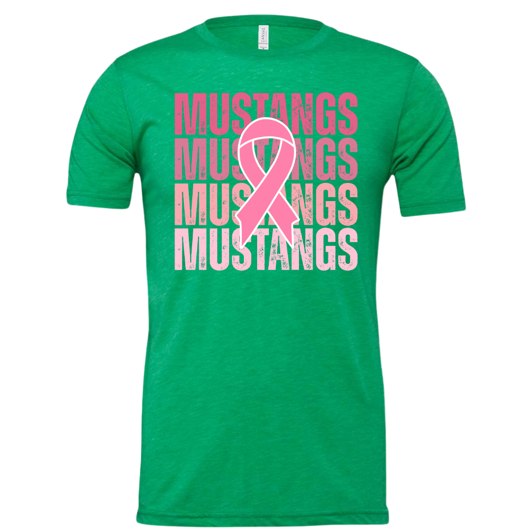 Breast Cancer Mustangs Green Unisex Tee
