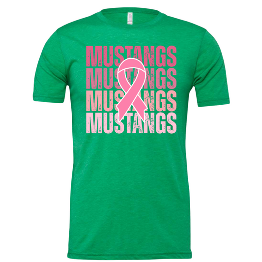 Breast Cancer Mustangs Green Unisex Tee