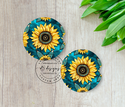 Floral Neoprene Car Coasters (2)