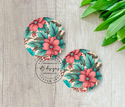 Floral Neoprene Car Coasters (3)