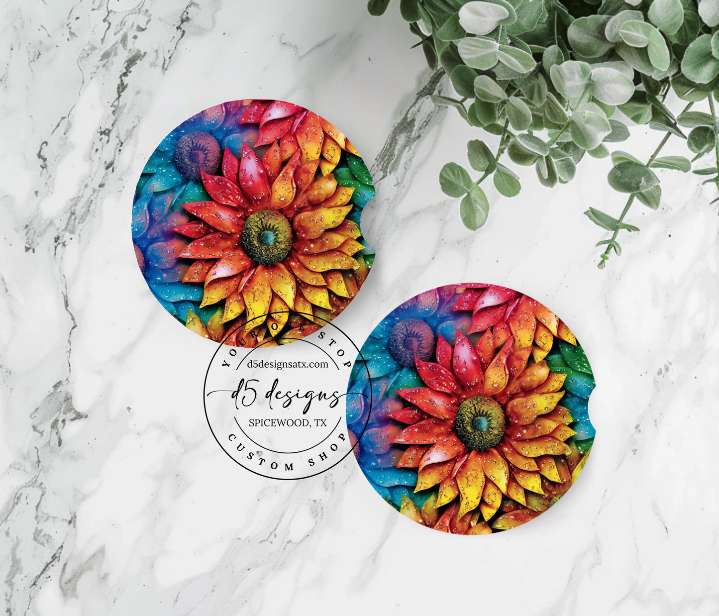 Floral Neoprene Car Coasters (1)