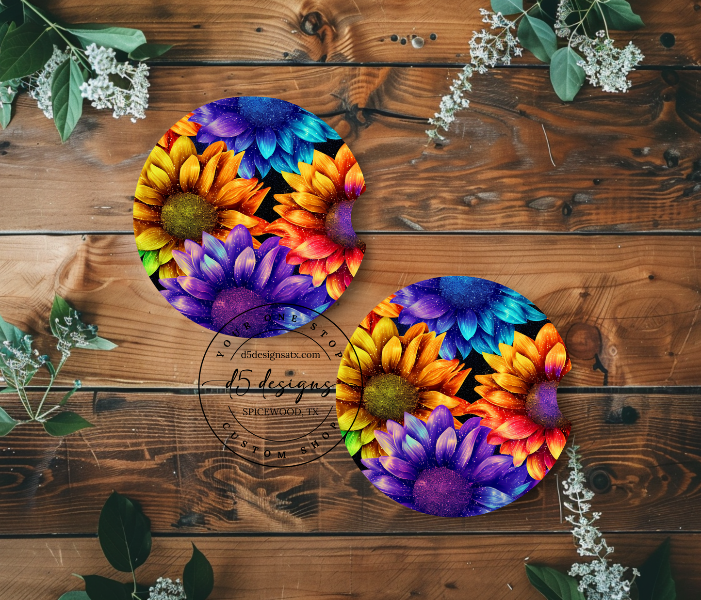 Floral Neoprene Car Coasters (1)