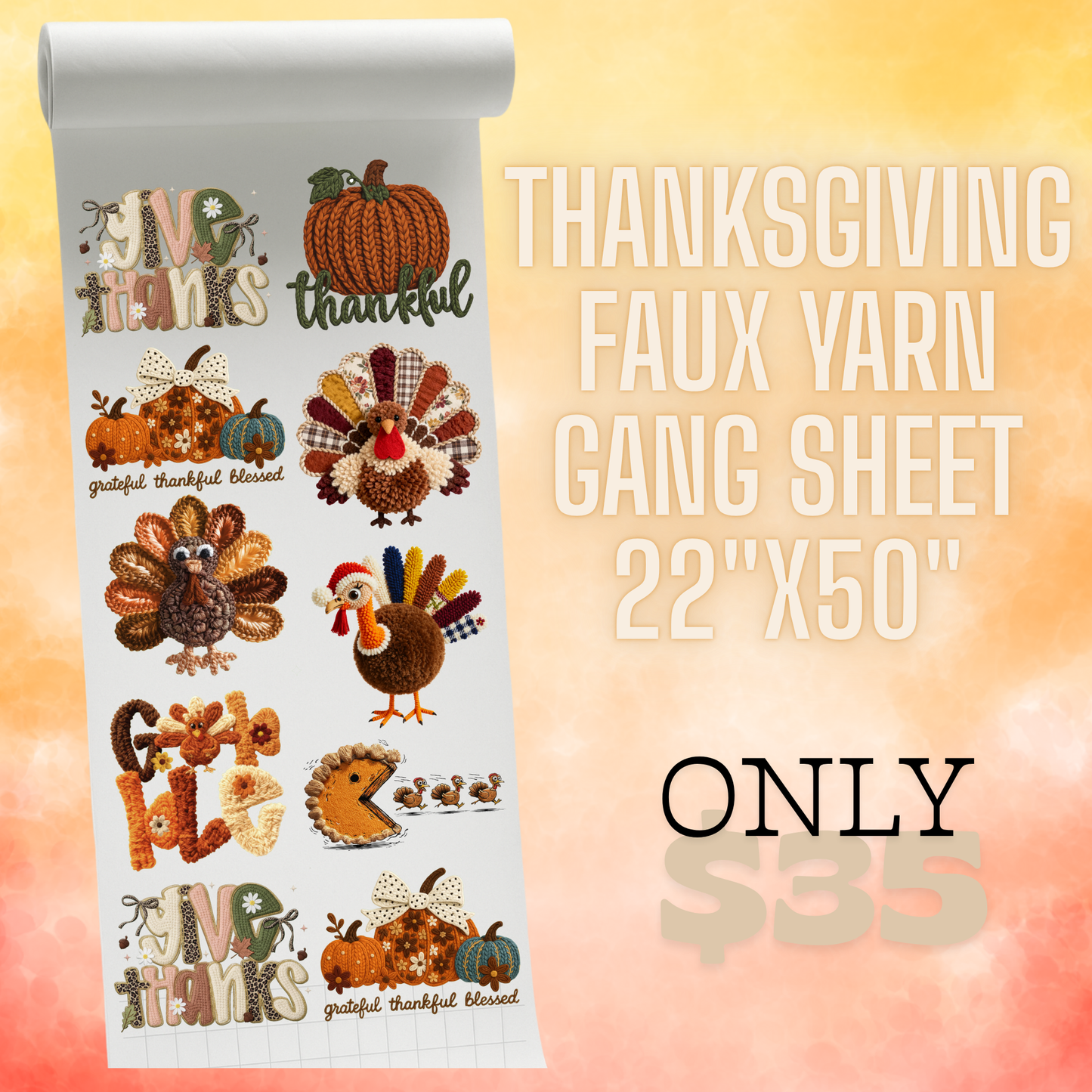 Thanksgiving Faux Yarn Gang Sheet