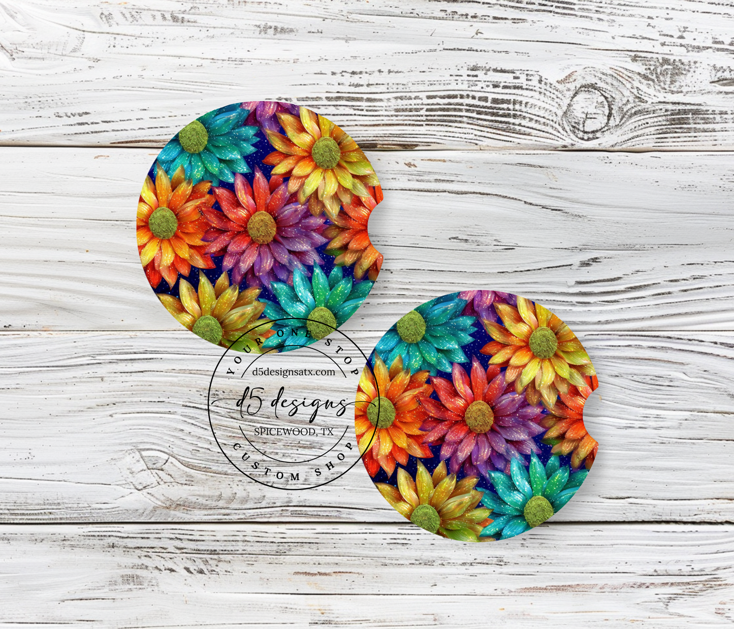 Floral Neoprene Car Coasters (1)