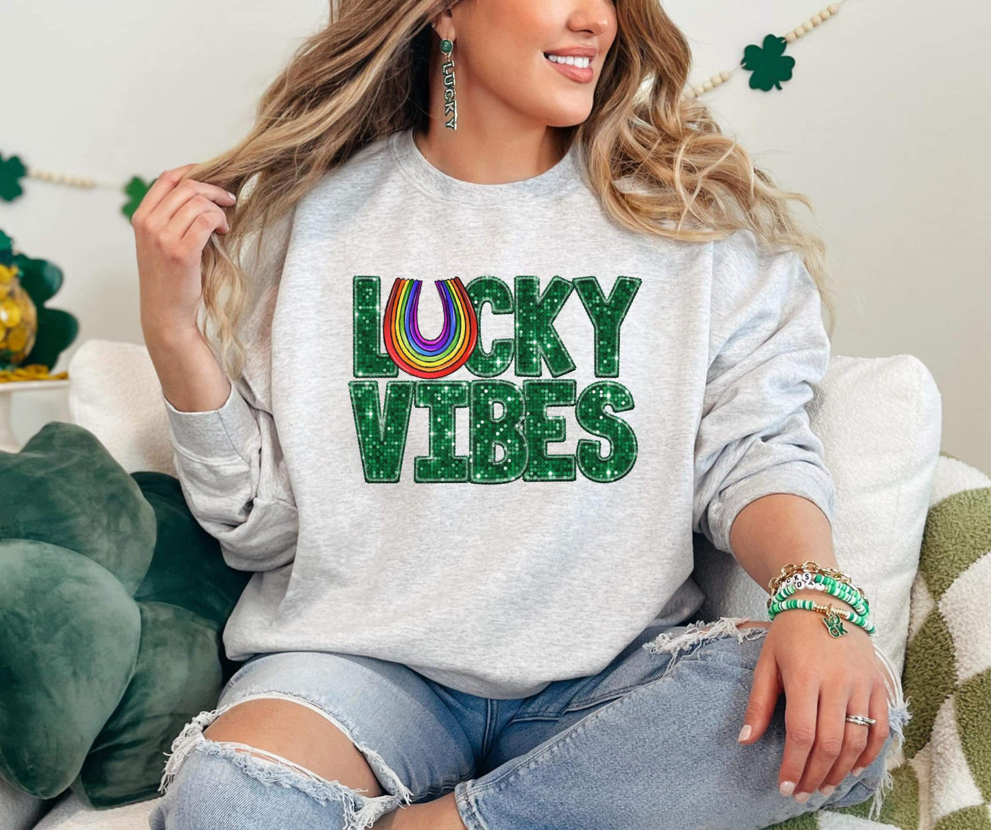 Lucky Vibes Printed Sweatshirt