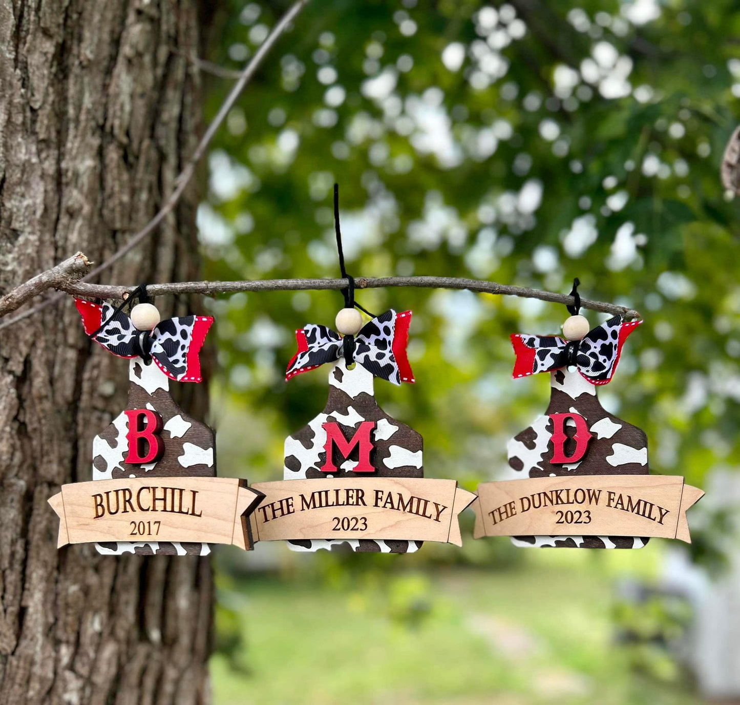 Cow Tag Family Ornament