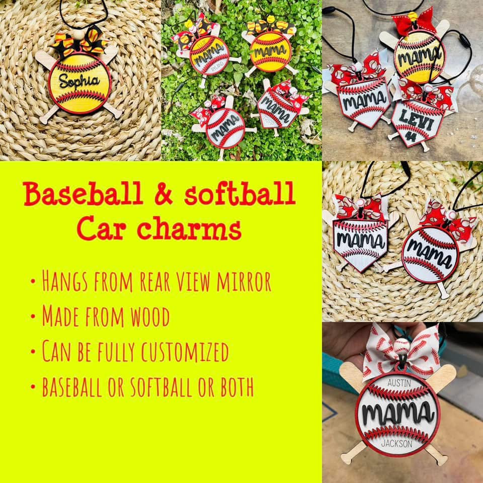 Baseball/Softball Car Charms (21 BD Turnaround)