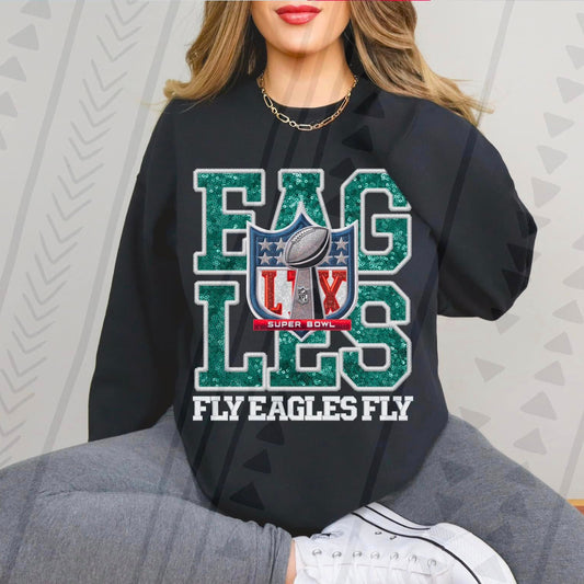 SB Eagles Faux Embroidery/Glitter