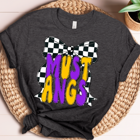 Purple & Gold Bow Mustang Unisex Tee