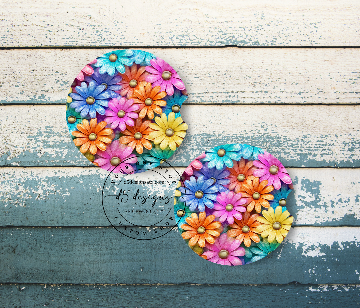 Floral Neoprene Car Coasters (3)