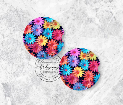 Floral Neoprene Car Coasters (3)