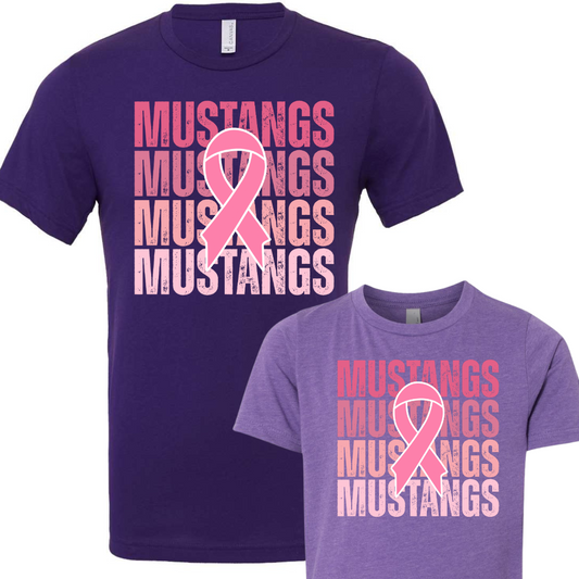 Breast Cancer Mustangs Purple Unisex Tee