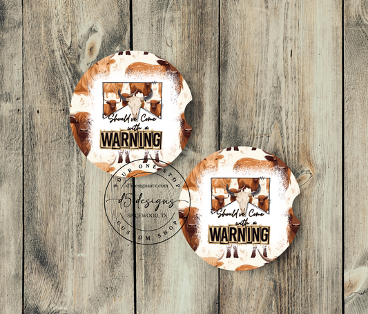 Warning Western Skull Coasters