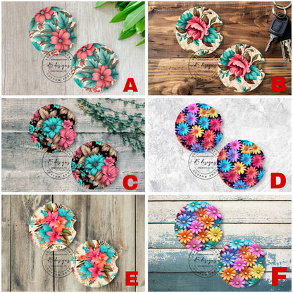 Floral Neoprene Car Coasters (3)