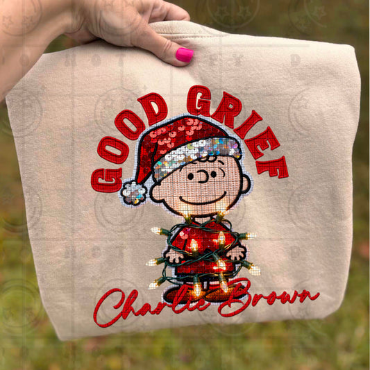 Good Grief Charlie FAUX Embroidery & Sequin