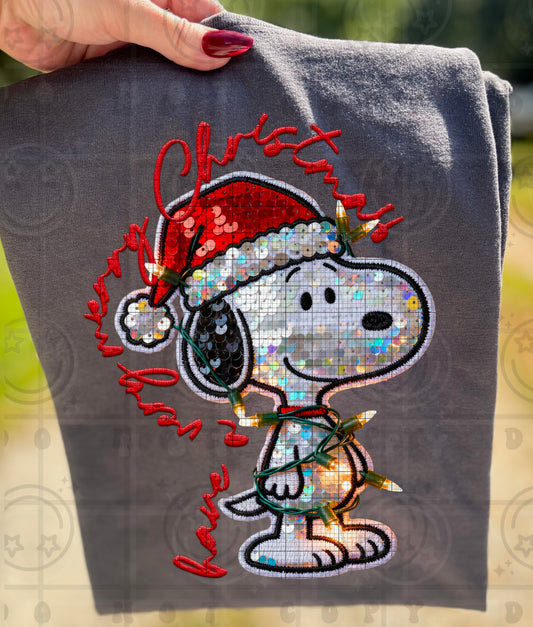 Have a Very Merry Christmas FAUX Embroidery & Sequin