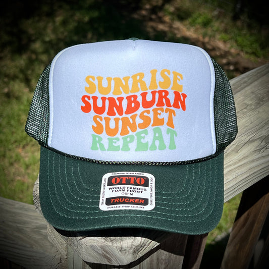 Sunrise Sunburn Sunset Repeat Foam Trucker Hat