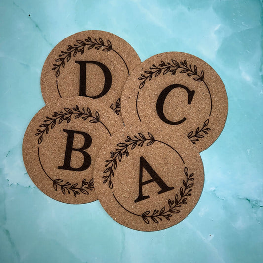 Monogram Round Cork Coasters