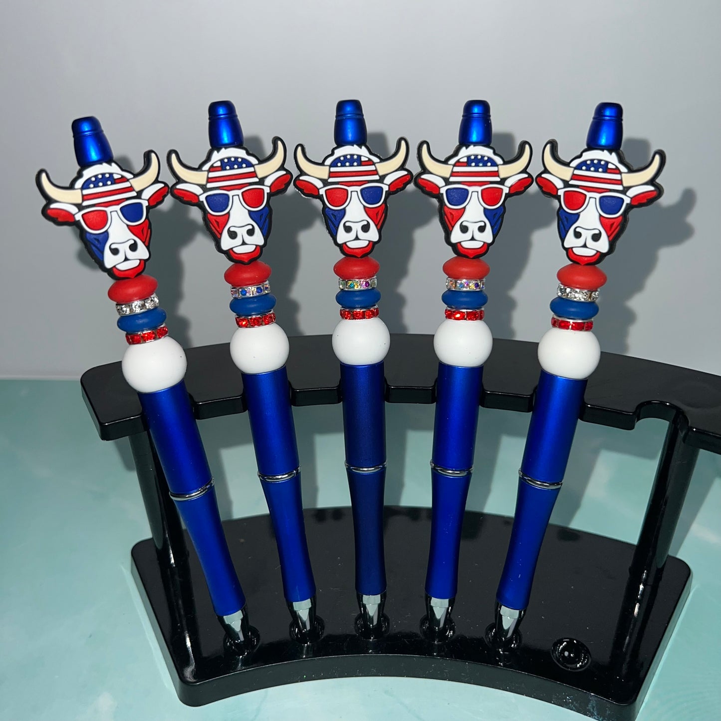 Patriotic Cow Beaded Pens