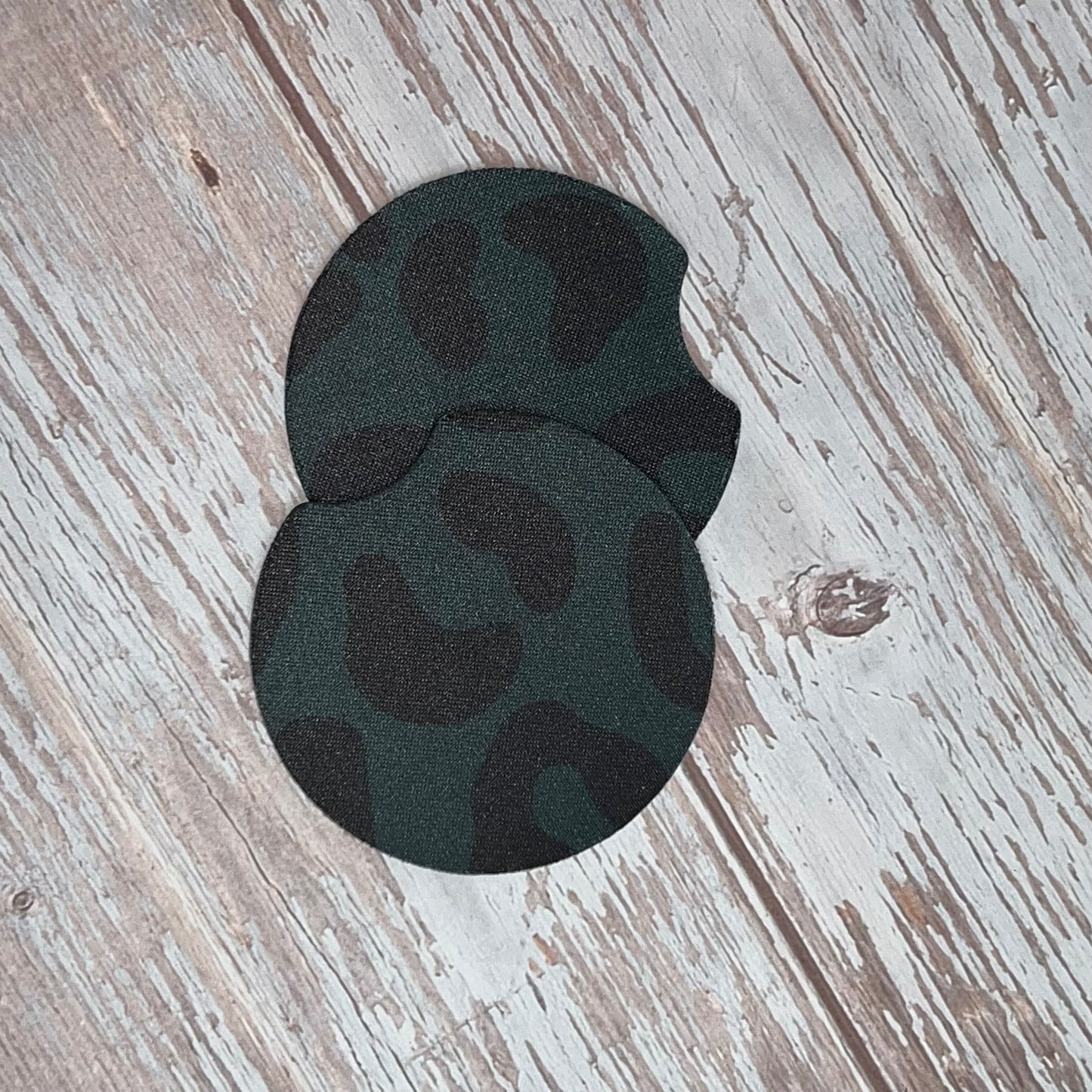 Black/Green Leopard Car Coasters