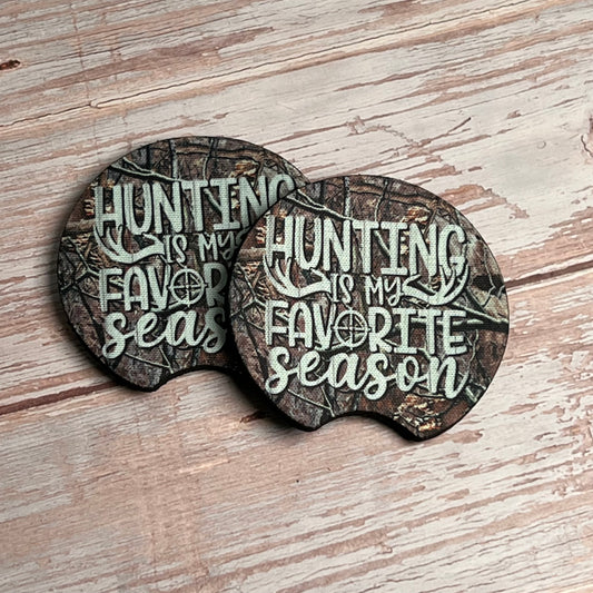 Hunting is My Favorite Season Car Coasters