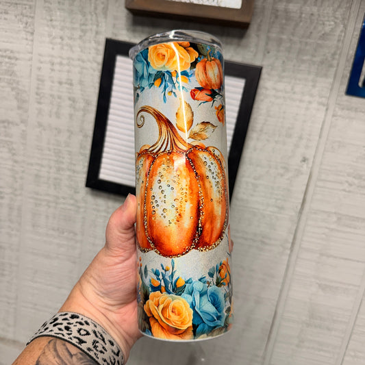 Fall Pumpkin Holographic Tumbler