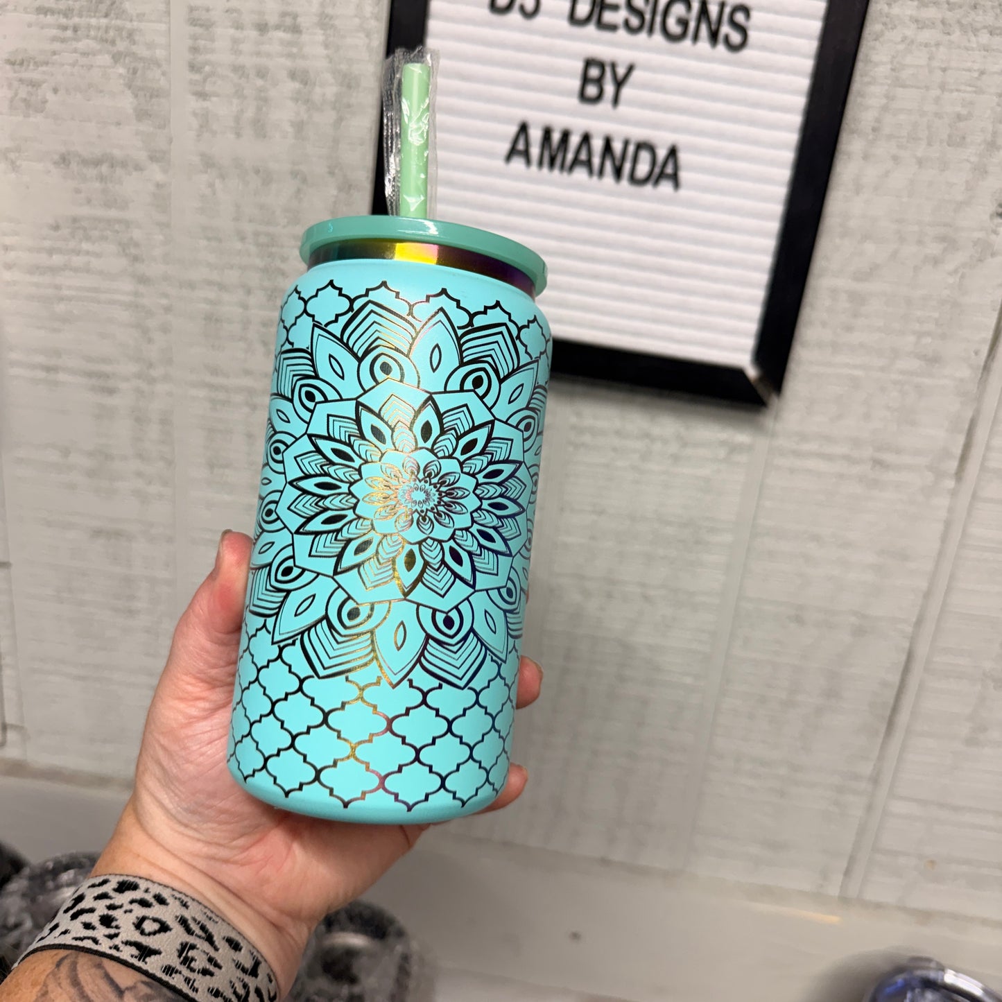 Floral Mandola Engraved Tumbler