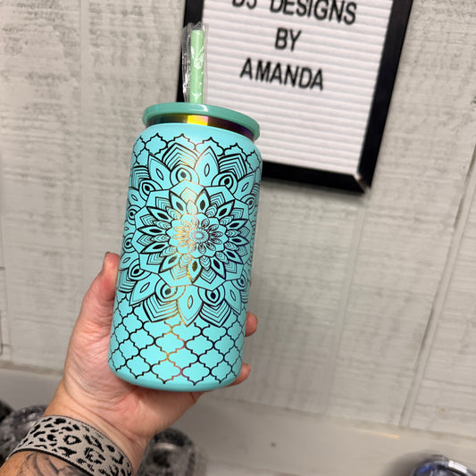 Floral Mandola Engraved Tumbler