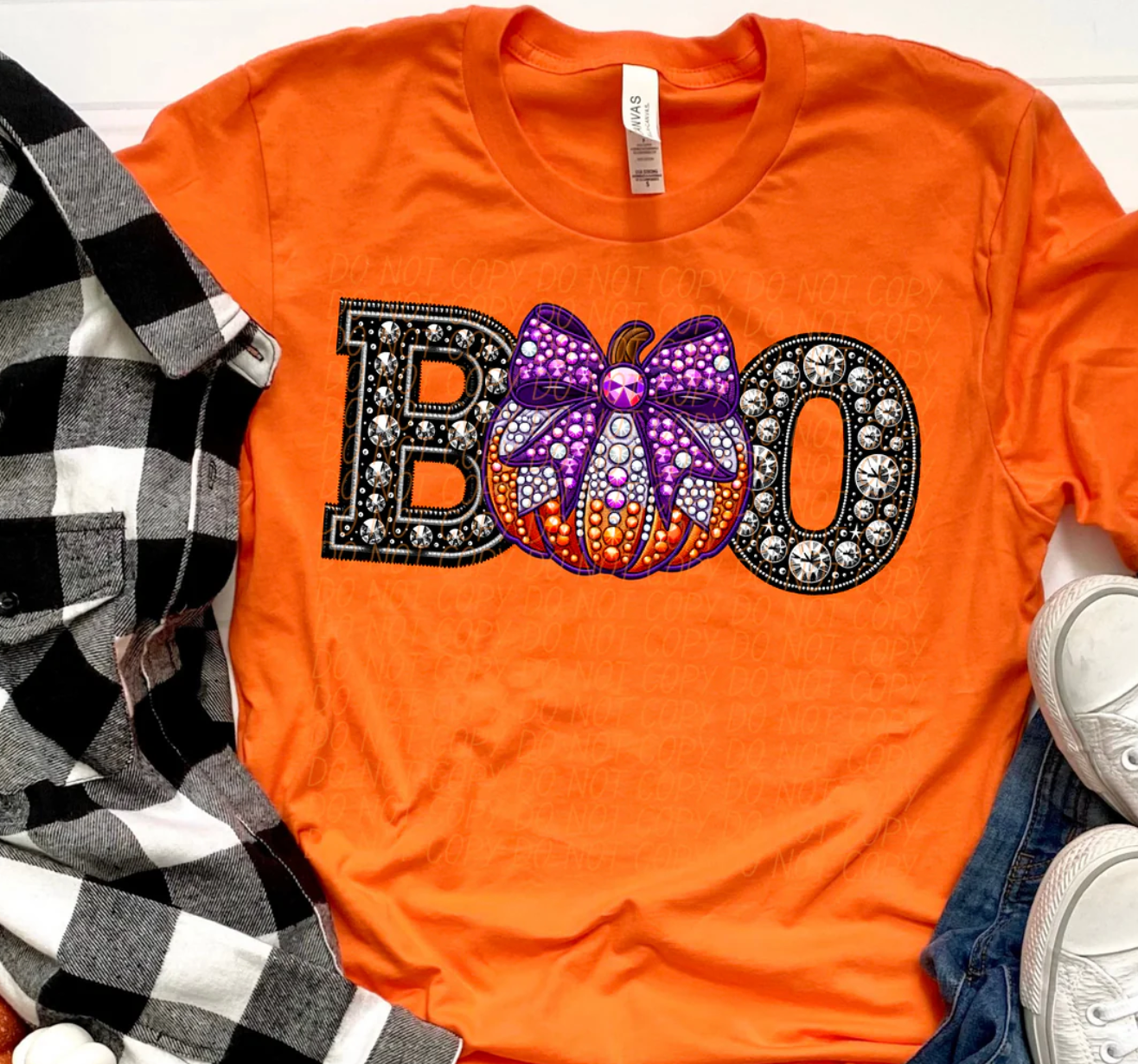 Rhinestone Boo Pumpkin with Bow