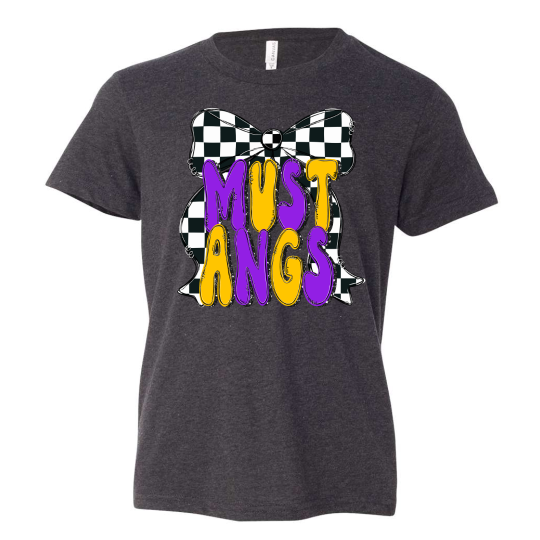 Purple & Gold Bow Mustang YOUTH Tee