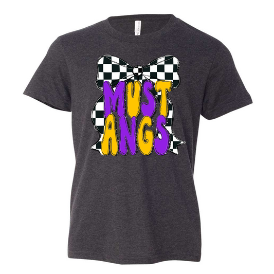 Purple & Gold Bow Mustang YOUTH Tee