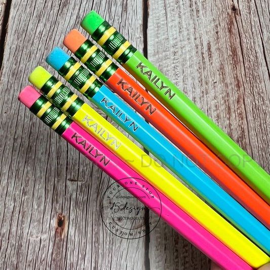Engraved Neon Pencils
