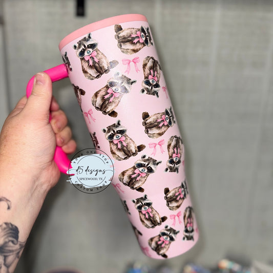 Pink Raccoon 40oz Tumbler
