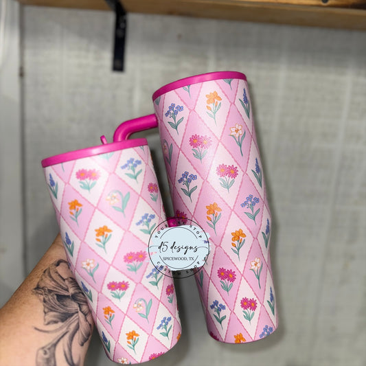 Diamond Floral Tumbler