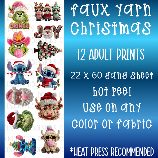 Faux Yarn Christmas Pre-Made Gang Sheet
