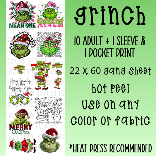 Grinch Pre-Made Gang Sheet